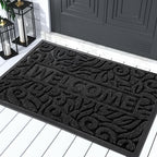 Yimobra Welcome Mat Outdoor, 36x24 Waterproof Door Mat Outside Entrance, All-Weather Non Slip Front Door Mat, Low-Profile Entryway Mat Indoor, Porch and Patio, Black
