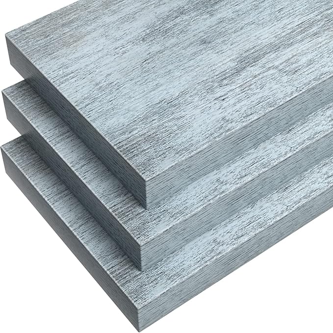 Sorbus Floating Shelves - 3 Pack 16 Inch Rustic Blue Wall Shelves for Bedroom, Kitchen, Living Room, Bathroom Shelves, Home Decor, Office - Floating Shelf for Trophies, Books, Frames, Toilet Paper