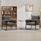 YISHENG Accent Chair with 6-Angle Adjustable Backrest, Chenille Fabric Living Room Chair Upholstered Lounge Chair, Modern Chair Cozy Reclining Chair for Reading Room, Set of 2 Gray
