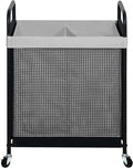 STO STO Laundry Hamper 2 Section, 100L Rolling Laundry Sorter Cart with Removable and Washable Liner Bag, Rolling Clothes Hamper with Metal Handle for Laundry Room and Bedroom, Gray