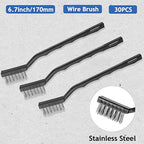 Jeffbaubl 30 Pieces Mini Wire Brush,6.7 Inch Stainless Steel Scratch Brushes,Wire Bristles Brush,Curved Handle Masonry Brushes Wire Bristle for Cleaning Welding Slag and Rust