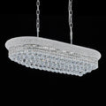 Rectangular Crystal Chandeliers for Dining Room,10 Lights Adjustable Height Oval Crystal Ceiling Light Fixture for Kitchen Island, Chrome Finish, L36''