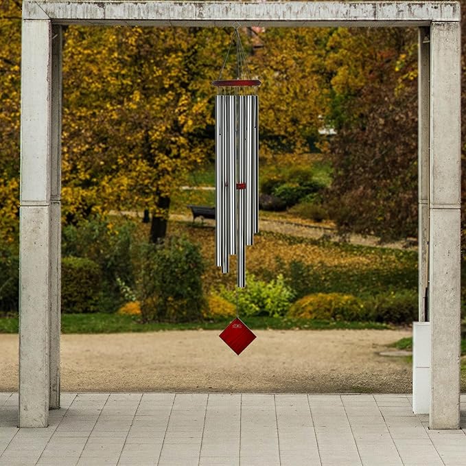 Woodstock Chimes Neptune Wind Chime for Outside 54" Large Silver, Deep Tone Sound for Outdoor Garden, Patio, Porch Decor, Encore Collection DCS54
