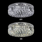 6-Lights Crystal Flush Mount Chandelier Light Fixture with K9 Crystals Modern Ceiling Lights Elegant Pendant Lamp for Bedroom,Hallway,Bar,Living Room,Dining Room,H5.9 xW20 (Bulbs Not Included)