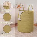 Large Woven Laundry Basket Hamper,100L Cotton Rope Storage Bin for Blankets,Toys and Clothes,Decorative Tall Nursery Hamper for Living Room,Baby Nursery,Bathroom and Bedroom,Jute