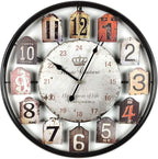 Large Wall Clock Separate Retro Dial Decorative Silent Non Ticking 20 Inch Big Vintage Farmhouse Clocks for Living Room,Black Metal Frame