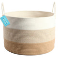 OrganiHaus Extra Large Blanket Basket for Living Room 20x13, Natural Cotton Rope Laundry Basket, Sturdy Hamper for Toy Storage, Cushions & Pillows Storage Bin, Nursery Decor Hamper - Honey