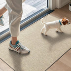 LEKEEPGO Door Mat 17"x29", Door Mat Indoor Entrance, Non Slip Rubber Backing Front Door Mat Washable Absorbent Inside Door Mat Low-Profile Doormat Entryway Mat Resist Dirt Indoor Door Mat, Khaki