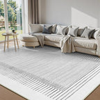 Wonnitar 5x7 Washable Striped Living Room Area Rug, Non-Slip Grey Boho Rugs for Bedroom, Low Pile Soft Minimalist Floor Carpets for Dining Room Home Office (Grey,5' x 7')