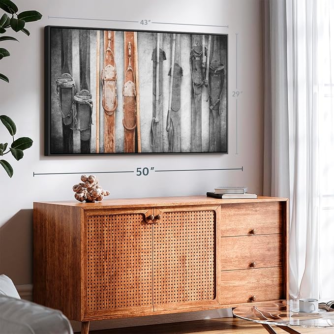 ElephantStock Ski Collection Wall Art - Horizontal Framed Canvas - 1-Piece Bathroom Wall Decor - Photography sports Canvas Print - Brown and Black Decor for Wall - 43" X 29"