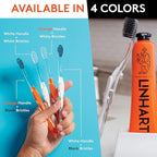 LINHART Extra Soft Toothbrush – Teeth Whitening Toothbrush with Multi Length Bristles, White with Black Bristles, 1 Pack