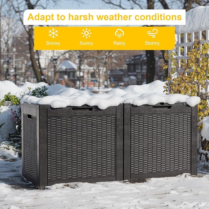 Deck Box Large Outdoor Storage for Patio Furniture,Outdoor Cushions,Garden Tools,Picnic Supplies and Pool Supplies,Waterproof,Resin,Lockable (Black, 31 Gal)