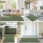 hicorfe Indoor Doormat,Front Back Door Mat Rubber Backing Non Slip Door Mats 20"x59" Absorbent Resist Dirt Entrance Doormat Inside Floor Mats Entryway Washable Low-Profile for Patio,Garden(Green)
