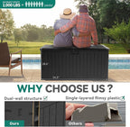YITAHOME 150 Gallon Double-Wall Deck Box with Side Handles, Outdoor Large Storage for Patio Furniture Cushions, Garden Pool Accessories, Water Resistant & Lockable