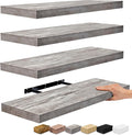 Sorbus Floating Shelves for Wall - 24" Bathroom Shelves, Wall Decor for Bedroom, Kitchen, Living Room, Home Decor & Book Storage - Mounted Floating Shelf with Invisible Brackets (Gray, 4 Pack)
