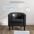 BELLEZE Accent Barrel Chair, Set of 2 Faux Leather Round Club Tub Sofa Corner Chair with Flared Legs and Cozy Soft Padding for Living Room Bedroom Waiting Room - Black