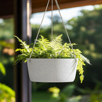 La Jolie Maison Large Hanging Planters - 12 Inch Outdoor Flower Pots, Hanging White Planters Set of 2