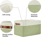 DULLEMELO Fabric Storage Bins for Laundry, Home, Foldable Storage Baskets for Shelves, Toys, Collapsible Storage Bins for Office,Bedroom(3-Pack Medium-15 inch X 11 inch X 9.5 inch , White&Green)