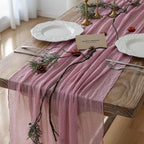 6pcs Cheesecloth Table Runner Dusty Rose Gauze 120 Inch 10 FT Rustic Boho Cheese Cloth Runner for Wedding Baby Shower Bridal Shower Party Long Sheer Centerpiece Fall Home Decoration