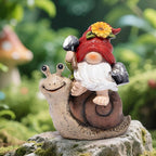 Hodao Spring Garden Gnome Decoration Flower Animal Ornaments Decor Gifts Spring Gnomes for Garden Decorations Summer Elf Figurine Gifts for Mom Outdoor Decor (Red)