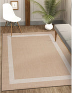 CAMILSON Outdoor Rug 8x10, Modern Outside Rugs for Patios Porches Waterproof Durable Washable Non-Shedding, Easy-to-Clean Indoor Outdoor Area Carpet (8 x 10, Bordered - Beige/White)