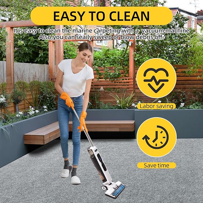 Marine Carpet,5 FT x 20 FT Smoke Gray Indoor Outdoor Carpet 0.2" Thick Boat Carpet with Water-Proof TPE Backing, Non-Slide Outdoor Marine Carpet Roll for Home, Patio, Porch, Deck