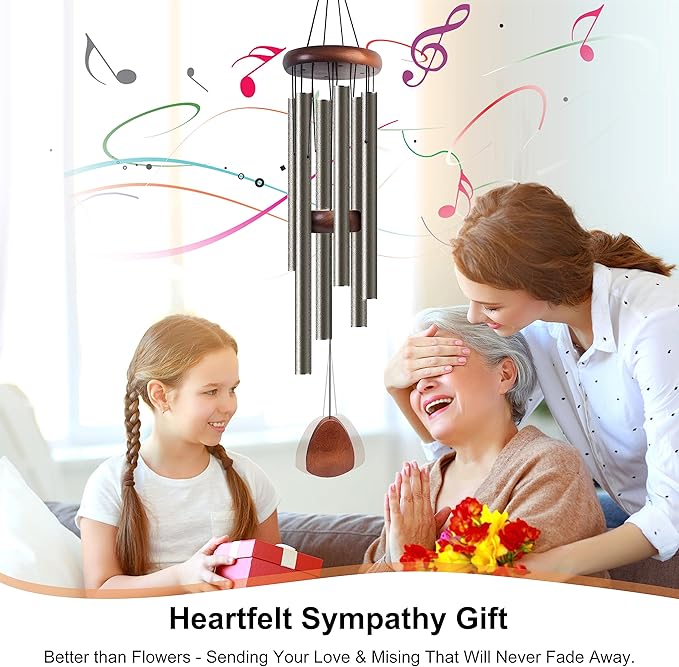 Large Aluminium Wind Chimes 37 Inches to Create a Zen Atmosphere Suitable for Outdoor, Garden, Patio Decoration. Classic Wind Chimes with Wind Catcher Suitable as A Gift for Unisex(Copper)