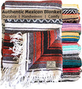Del Mex Classic Mexican Blanket, Large Authentic Woven Falsa Throw (70"x50"), Artisan Southwest Décor for Beach, Yoga, Outdoors (Terracotta)