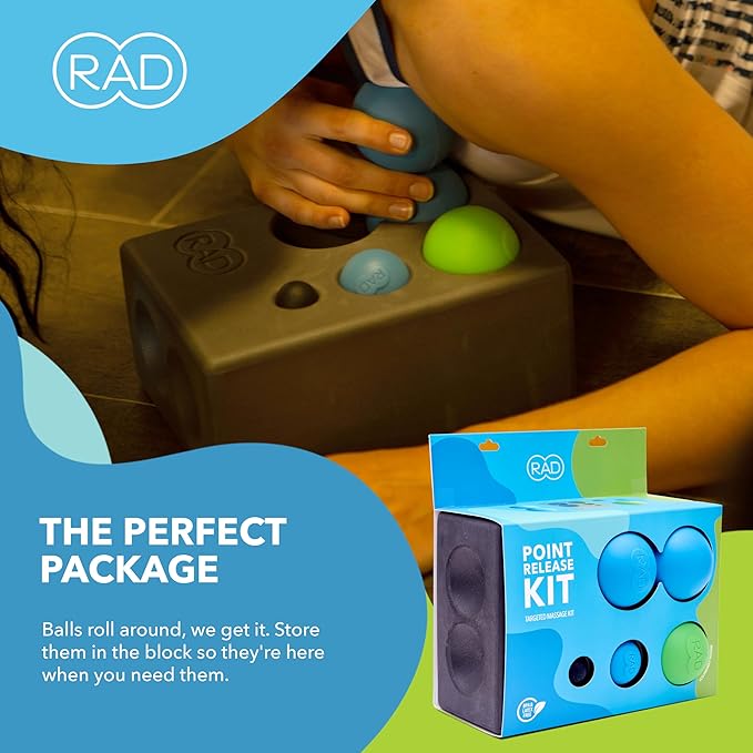 RAD Point Release Kit / 5-in-1 Massage Tool Kit with Block, Massage Balls and Peanut Roller for Self Massage, Mobility and Recovery