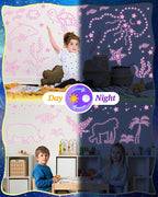 201 Pcs Glow in The Dark Stars Stickers for Ceiling, Pink Toddler Wall Room Decor Gifts, Luminous 3D Glowing Stars Stocking Stuffers for Kids Boys Girls