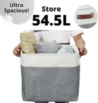 DECOMOMO Extra Large Storage Baskets 54.5L Fabric Storage Bins for Organizing Linen Closet, Toys, Nursery (Slate Grey and White, XXXL - 3 pack)