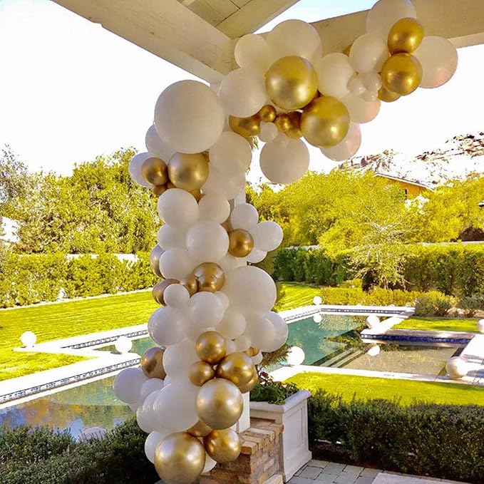 130pcs Metallic Gold Balloons Different Sizes 18" 12" 10" 5" Party Latex Balloons for Birthday Graduation Baby Shower Wedding Anniversary New Year Party Decorations