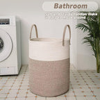 Large Woven Laundry Basket Hamper,100L Cotton Rope Storage Bin for Blankets,Toys and Clothes,Decorative Tall Nursery Hamper for Living Room,Baby Nursery,Bathroom and Bedroom,Brown