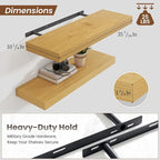 Heimlove 36 Inch Floating Shelves for Wall,10 Inch Deep Wood Shelves with Invisible Brackets,Wall Mounted Storage & Display Shelves for Bedroom,Living Room,Kitchen,Office,Oak Color