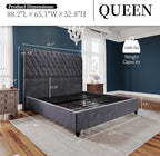 PaPaJet King Size Bed Frame and Headboard Upholstered Bed Frame King with 52.8” Tall Headboard/Dark Grey