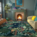 LIVEBOX Washable Jungle Dark Green Rugs 9x12 for Living Room, Stain Resistant Soft Kids Area Rugs for Bedroom, Non-Skid Modern Dining Room Rug Floor Carpet for Playroom Kids Nursery