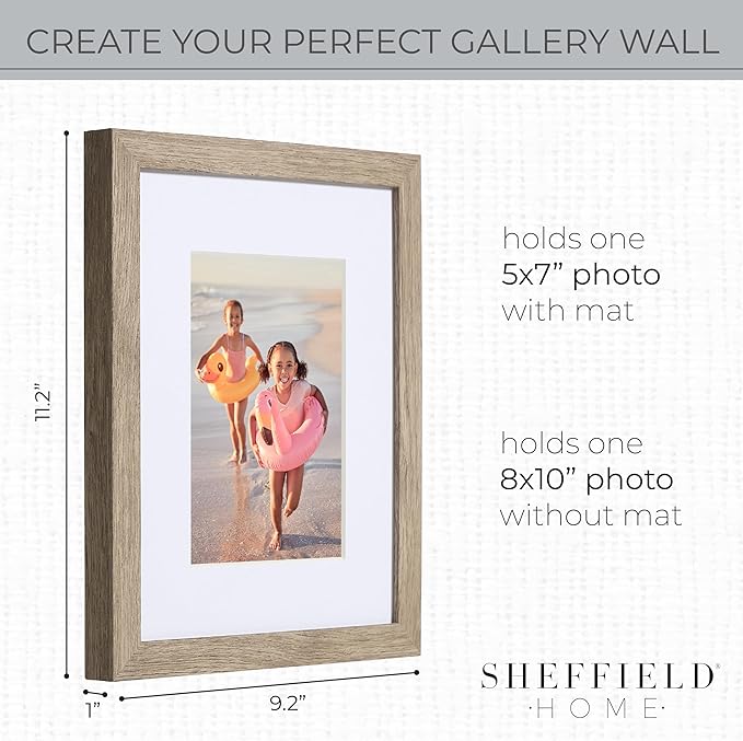 Sheffield Home 4 Piece Gallery Wall Frame Set, 8x10 Inch, Light Natural