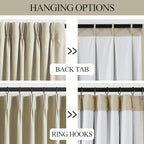Vision Home Sand Pinch Pleated Full Blackout Curtains Linen Blended Room Darkening Window Curtains 72 inch for Living Room Bedroom Thermal Insulated Pinch Pleat Drapes with Hooks 2 Panel 40" Wx72 L