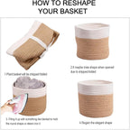 11" Cotton Rope Plant Basket Modern Woven Baskets for 10" Flower Pot Floor Indoor Planters,Storage Organizer Baskets Home Decor,Brown White 11"x 11"
