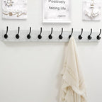 Dseap Wall Mounted Coat Rack: 38-1/4" Long, Patented, Heavy-Duty, 10-Double-Hooks Wooden Hanger Rail for Winter Coats, Hat, Jacket, Clothing - White & Black, Pack of 2
