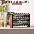 Spice Rack, Spice Rack Organizer without Seasoning Jars, Wooden Rustic 3 Tier Kitchen Spice Organizer Shelf for Cabinet, Countertop or Wall Mount