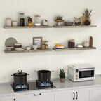 Fun Memories Floating Shelves for Wall Dec, 72"x8" Rustic Reclaimed Wood Shelves, Heavy-Duty Wall Mounted Shelves with Invisible Brackets for Living Room, Bedroom, Kitchen, Grey Finish
