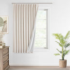Vision Home Natural Pinch Pleated Full Blackout Curtains Linen Blended Room Darkening Window Curtains 72 inch for Living Room Bedroom Thermal Insulated Pinch Pleat Drapes with Hooks 1 Panel 60"Wx72"L