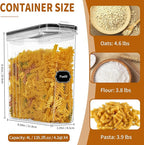 Cereal Containers Storage Set (4L / 135.2oz), 4PCS Airtight Food Storage Containers with Lids, Cereal Dispensers for Kitchen Pantry Organization and Storage with Pour Spout, 20 Labels, Marker