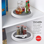 Copco 9 Inch Non Skid Pantry Cabinet Lazy Susan Turntable, Set of 2, Spinning Organizer for Kitchen, Countertop, or Bathroom, White and Gray