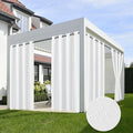 HolidayIdeas 4 Panels Linen Outdoor Curtains for Patio Waterproof White Curtains 84 Inch Length-Outside Curtains Weatherproof, Privacy for Pergola, Porch, Gazebo-54 Wide x 84" Long