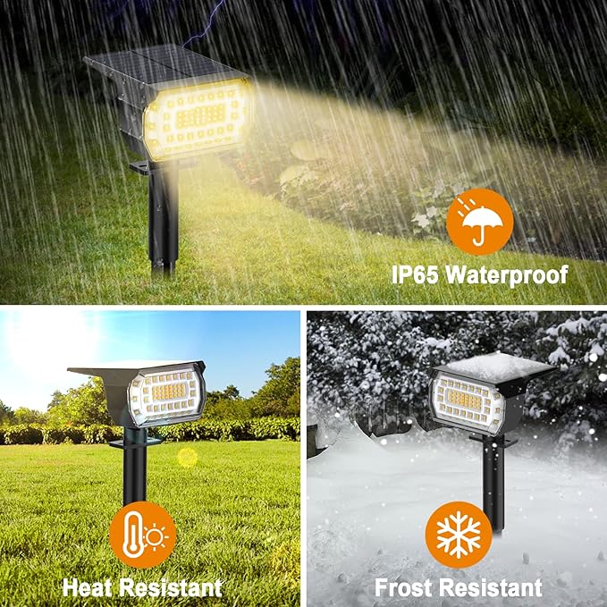 LANSOW Solar Spot Lights Outdoor, [8 Pack/76 LED] 2-in-1 Solar Landscape Spotlights, 3 Modes IP65 Waterproof Dusk to Dawn Solar Powered Flood Wall Lights for Outside Yard Garden Pathway(Warm White)