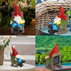 Garden Gnome Statue Solar Light Miniature Outdoor Decor Gnome Figurine for Outdoor Indoor Home Lawn Yard Balcony Porch Patio for Women Mom Grandma 3.54"x2.36"x4.72"