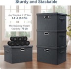 Large 17" 36 Quart Collapsible Stackable Storage Bins with Lids, 5 Packs Dark Gray Foldable Fabric Closet Storage Boxes with Lids Heavy-duty Linen Cube Baskets(17 x 12 x 11)