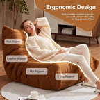 Bean Bag Chairs for Adults Giant Bean Bag Chair Memory Foam BeanBag Chair Big Bean Bag Sofa with Filler Faux Fur Fireside Beanbags Lazy Sofa for Living Room Bedroom Dorm Office (Brown Teddy)
